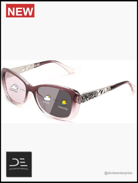 Polarized Sunglasses Retro Photochromic Lens UV400 Protection Sparkling Crystal main image 5